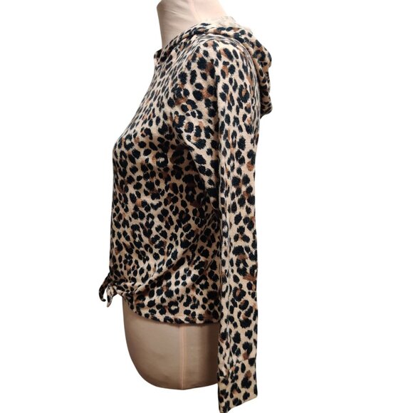 Old Navy Kids XL 14 16 Leopard Print Long Sleeve Hooded Tie Front Knit Top Cute - Picture 3 of 10